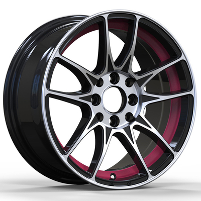 Luxury Customized Packaging Forged 15 Inch 8*100-120 Black And Red Lip Machined Alloy Wheels Car Rims For Sale