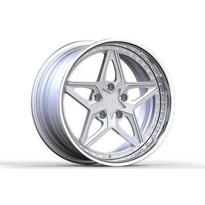 19 Inch Aluminum Two Piece Custom Forged Alloy Wheels With Deep Concave Type And Brushed Silver Wheel Rims